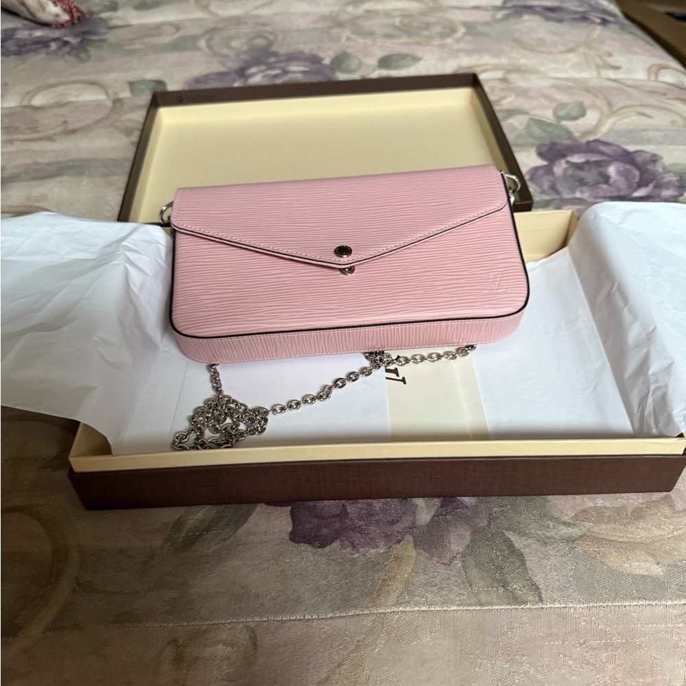 Louis Vuitton Pink Clutch with Silver Chain